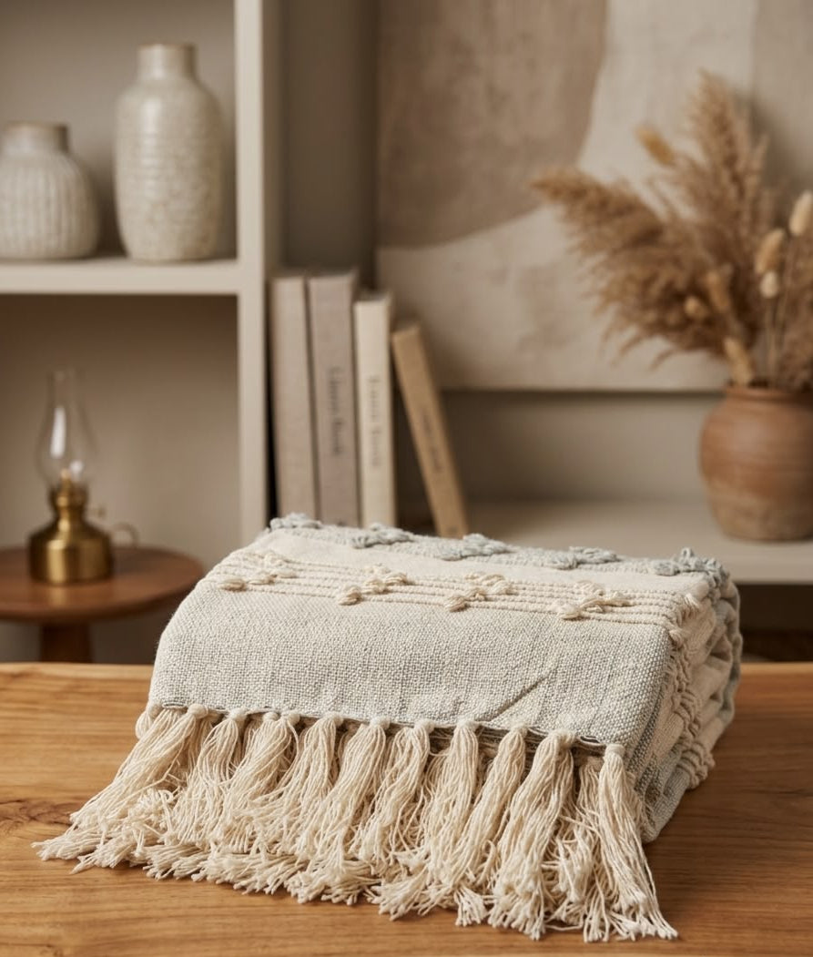 Sage Stripe Handwoven Throw Blanket (51"x71")