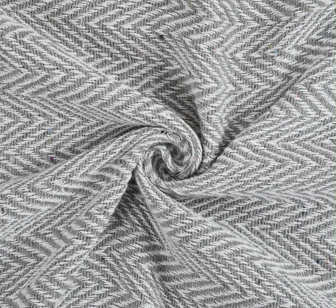 Cloud Grey Herringbone Handwoven Throw Blanket (51"x71")