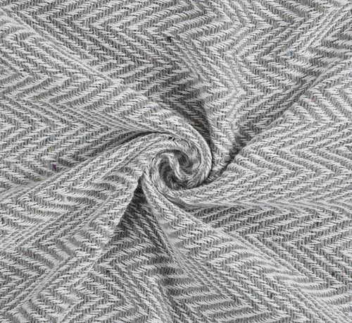 Cloud Grey Herringbone Handwoven Throw Blanket (51"x71")