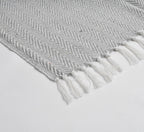Cloud Grey Herringbone Handwoven Throw Blanket (51"x71")
