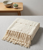 Ivory Dot Handwoven Throw Blanket (51"x71")