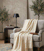 Ivory Dot Handwoven Throw Blanket (51"x71")