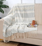 Sage Stripe Handwoven Throw Blanket (51"x71")